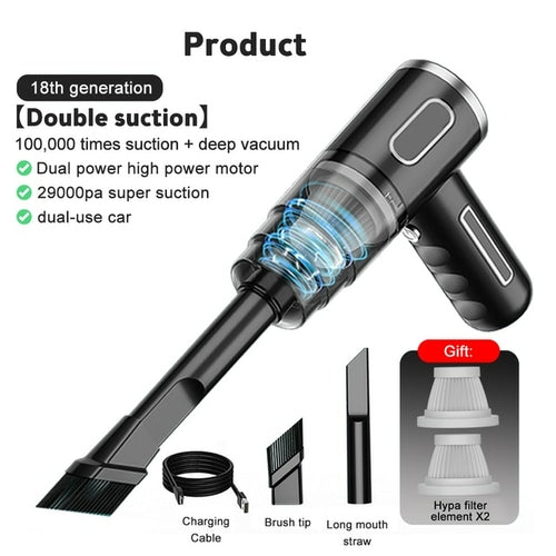 29000pa Car Wireless Vacuum Cleaner Strong Suction Dust Catcher