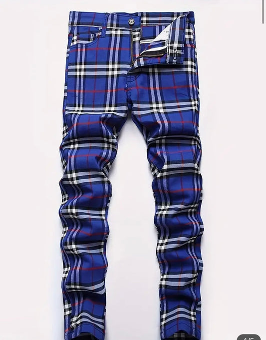 Boys Plaid Pattern Skinny Pants, Casual Trendy Pants For All Seasons