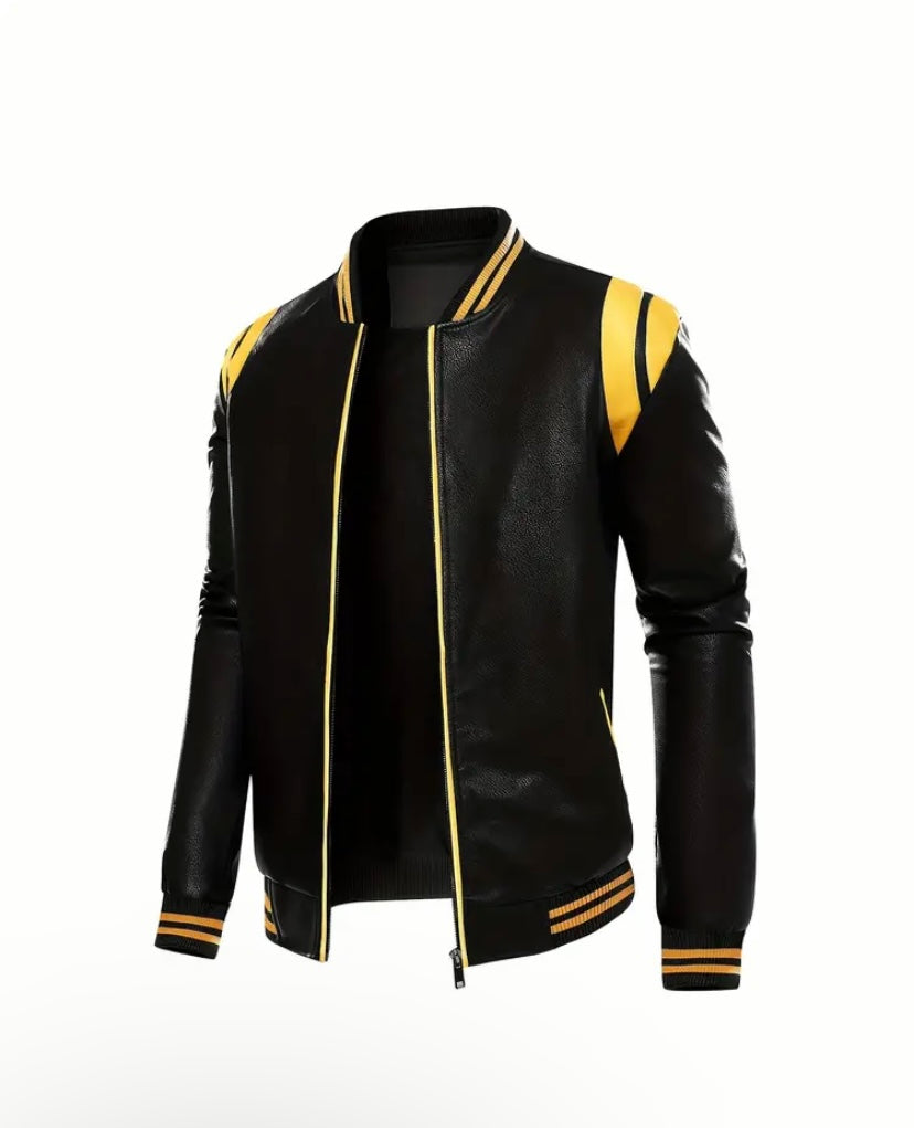 Men's PU Leather Jacket: Vintage Design, Convenient Zip-Up, Practical Pockets, Baseball Collar for Casual Occasions