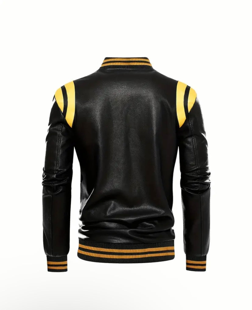 Men's PU Leather Jacket: Vintage Design, Convenient Zip-Up, Practical Pockets, Baseball Collar for Casual Occasions