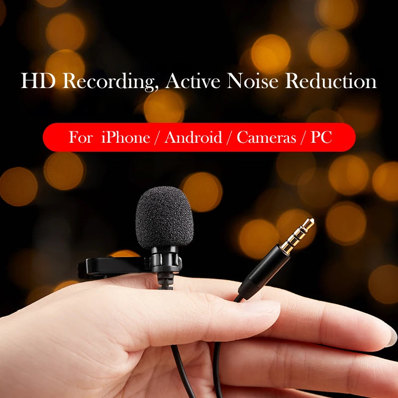 Mini Lapel Lavalier Microphone PC Android Phone Camera Mic Portable External Buttonhole Microphones for iPhone Laptop Computer