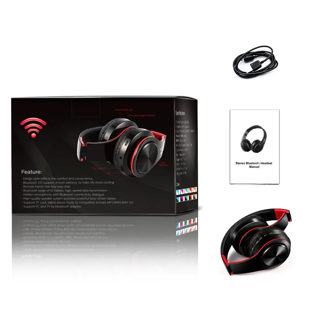 Free Shipping Wireless Bluetooth Headphone Stereo Headset Music Headset Support SD Card with Mic for Mobile Ipad