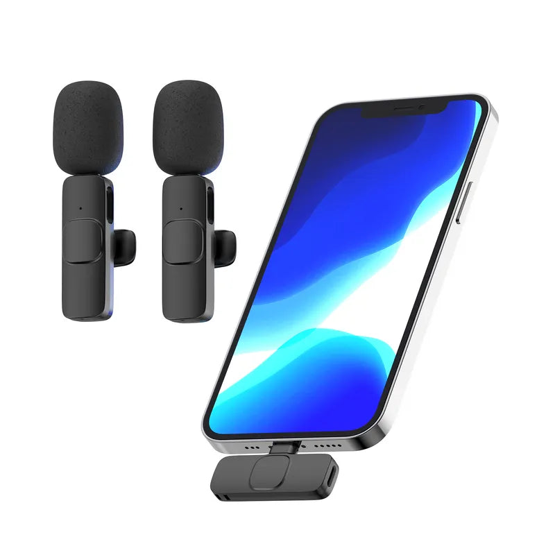 Wireless Lavalier Microphone Broadcast Lapel Microphones Set Short Video Recording Chargeable Handheld Microphone Live Streaming