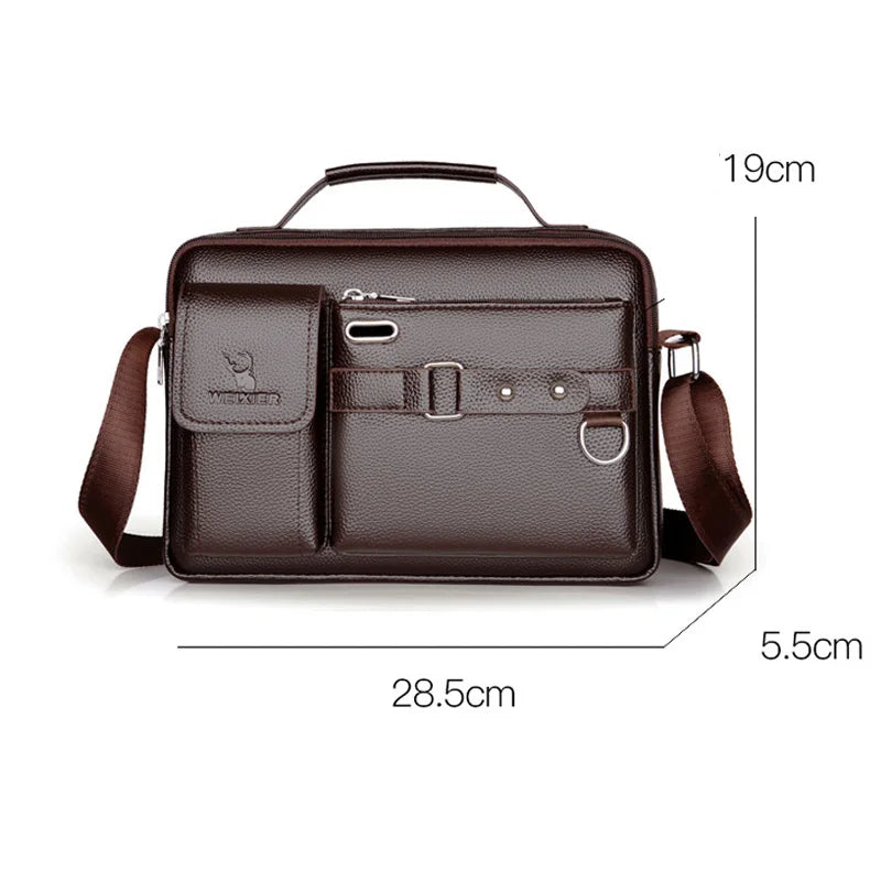 Men PU Leather Shoulder Fashion Business Crossbody Bags Handbags Black Bag Men Laptop Briefcases Bag with Shoulder Strap 2022new