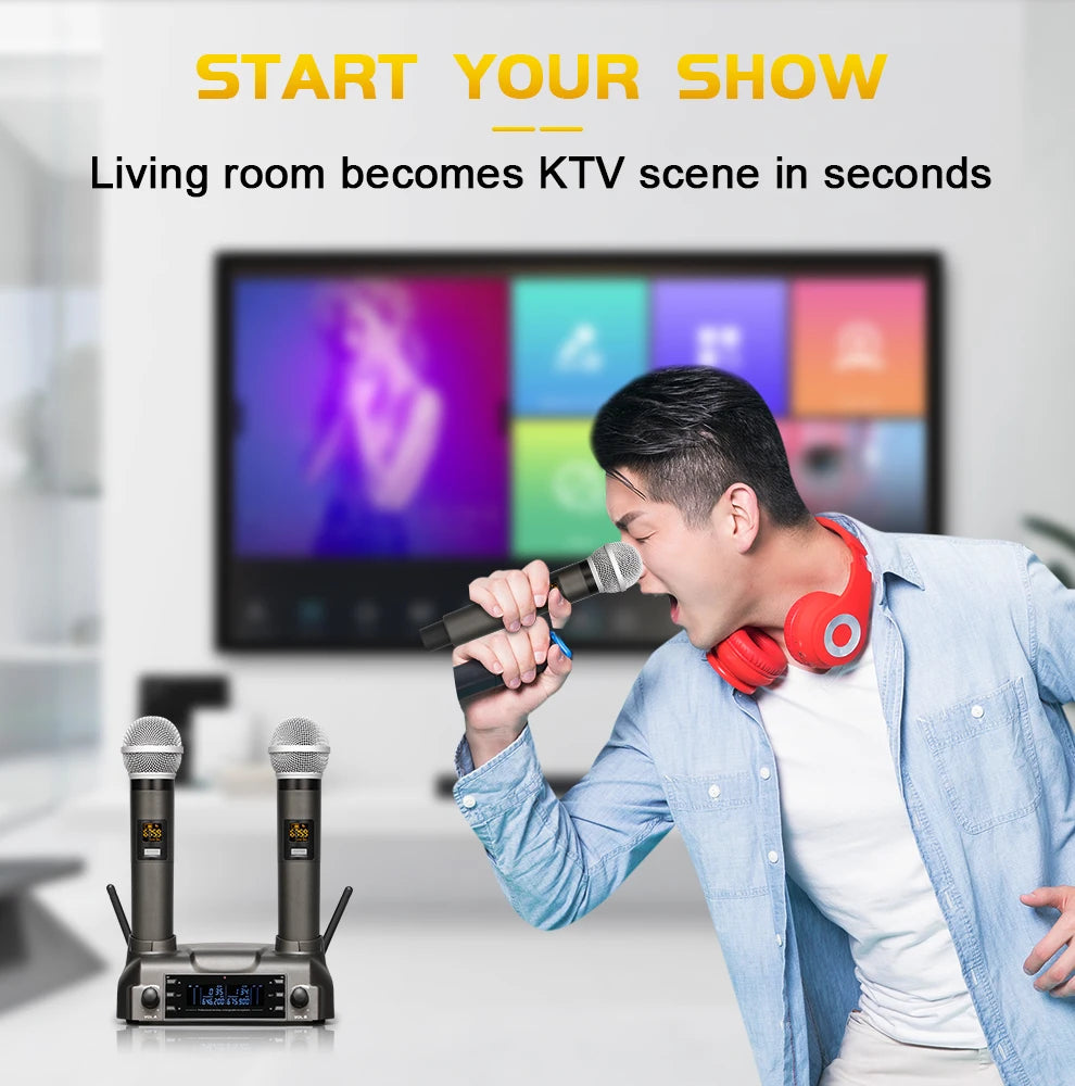 TKL Wireless Rechargeable Wireless Microphone UHF Handheld Mic System with 100 Channels Karaoke Microphones 60 meters range