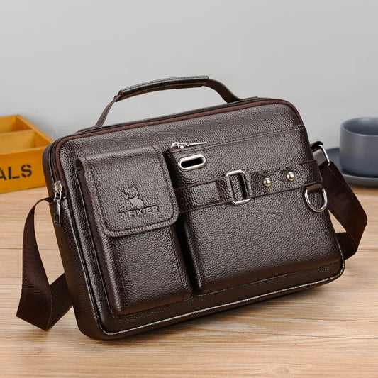 Men PU Leather Shoulder Fashion Business Crossbody Bags Handbags Black Bag Men Laptop Briefcases Bag with Shoulder Strap 2022new