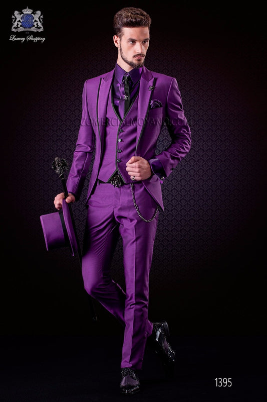 Latest Coat Pant Designs Italian Purple Tuxedo Jacket Slim Fit Men Suit 3 Piece Blazers Custom Groom Prom Suits Terno Masuclino