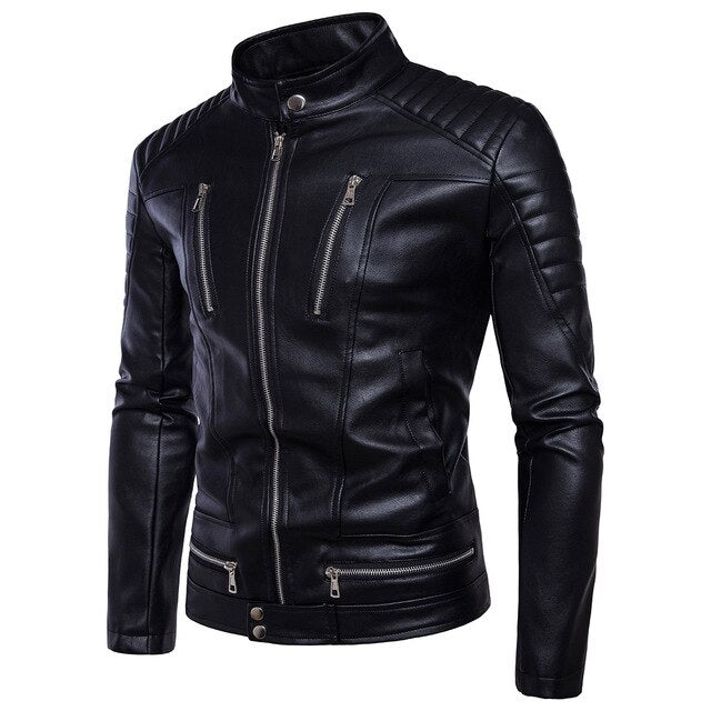 Aowofs Brand  New Hot Men's Top, Leather Jackets, Motorcycle Windbreaker, Trend Personality Locomotive Clothing