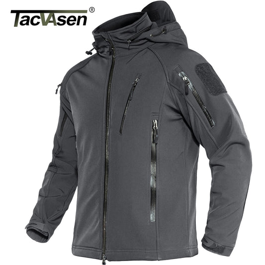 TACVASEN Tactical Fleece Lined Waterproof  Jacket Mens Military Air Soft Jacket Coat Safari Windbreaker Winter Warm Army Jacket