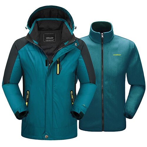 TACVASEN Winter 2-in-1 Jacket Men's Waterproof Ski Snow Jacket Coat with Fleece Liner Windproof Hooded Mountain Coat Windbreaker