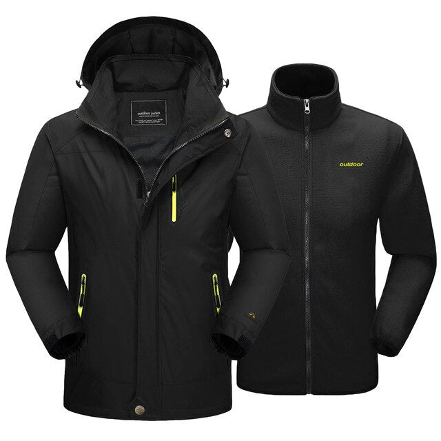 TACVASEN Winter 2-in-1 Jacket Men's Waterproof Ski Snow Jacket Coat with Fleece Liner Windproof Hooded Mountain Coat Windbreaker