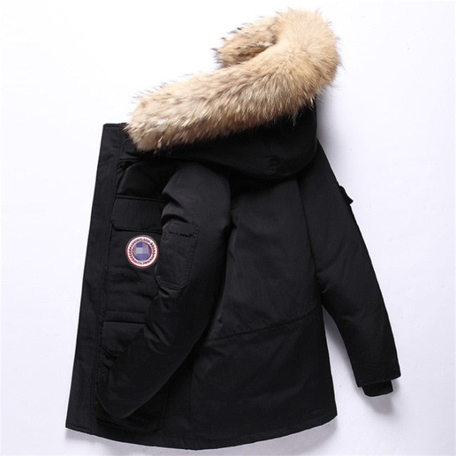 Men Winter Jacket Big goose DIY Badge Women Down Jacket Hooded Young Couples 90% White Duck Down Jacket Thickening