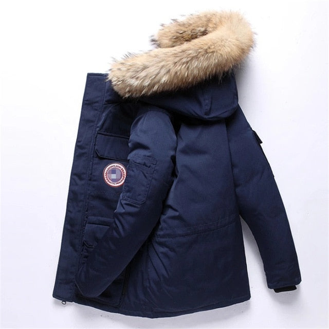 Men Winter Jacket Big goose DIY Badge Women Down Jacket Hooded Young Couples 90% White Duck Down Jacket Thickening