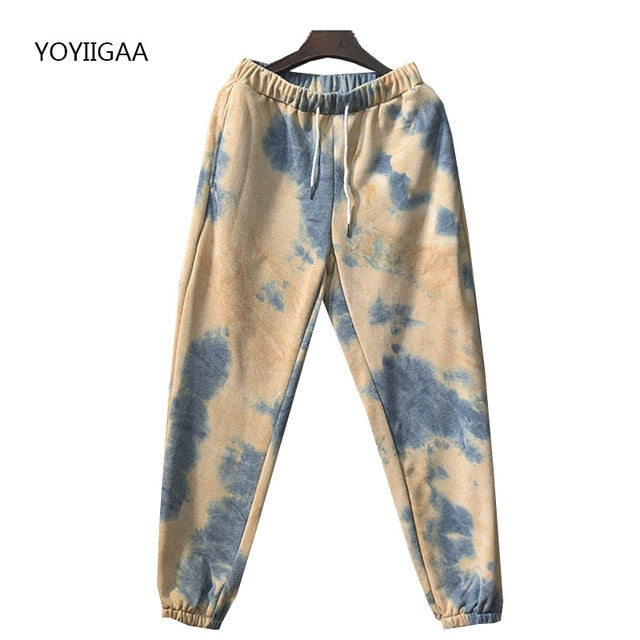 Tie Dye Autumn Winter 2 Piece Set Women Hoodies Pants Printed Sportswear Suits Thicken Warm Ladies Girls Hoodie Sets Tracksuits