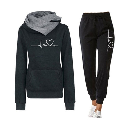 Casual Two Piece Outfits Pullovers Hoodies and Elastic Waist Jogger Pants Spring Autumn Tracksuit Woman Suit Female Sets 2021