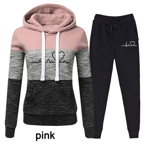 Casual Two Piece Outfits Pullovers Hoodies and Elastic Waist Jogger Pants Spring Autumn Tracksuit Woman Suit Female Sets 2021