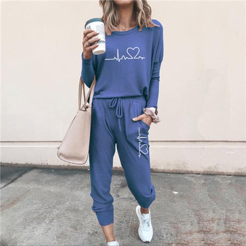 Casual Two Piece Outfits Pullovers Hoodies and Elastic Waist Jogger Pants Spring Autumn Tracksuit Woman Suit Female Sets 2021