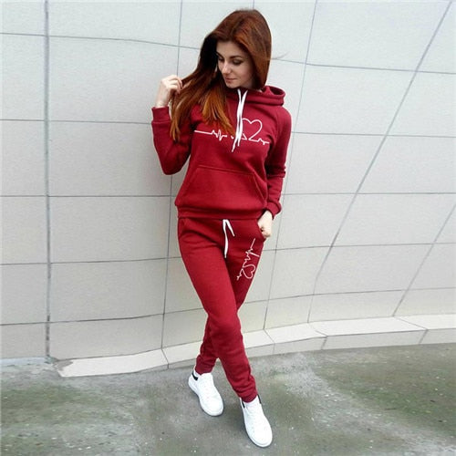 Casual Two Piece Outfits Pullovers Hoodies and Elastic Waist Jogger Pants Spring Autumn Tracksuit Woman Suit Female Sets 2021