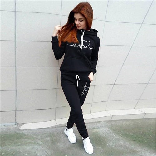 Casual Two Piece Outfits Pullovers Hoodies and Elastic Waist Jogger Pants Spring Autumn Tracksuit Woman Suit Female Sets 2021