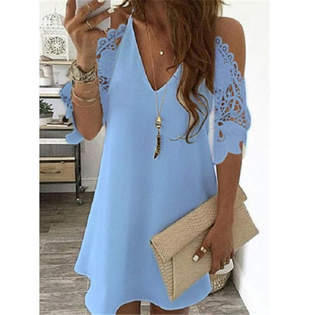 Off Shoulder Half Sleeve Blouse Women Shirt New Summer Party Ladies Tops Plus Size Bare Shoulders V Neck Lace Sexy Blouses