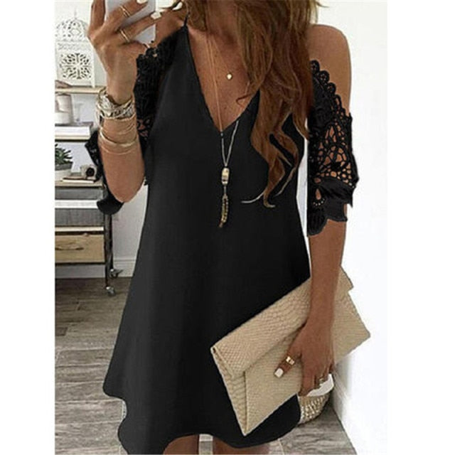 Off Shoulder Half Sleeve Blouse Women Shirt New Summer Party Ladies Tops Plus Size Bare Shoulders V Neck Lace Sexy Blouses