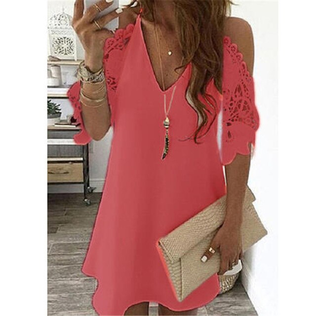 Off Shoulder Half Sleeve Blouse Women Shirt New Summer Party Ladies Tops Plus Size Bare Shoulders V Neck Lace Sexy Blouses