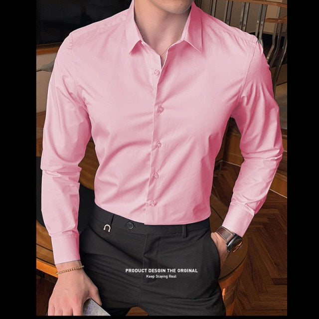 2021 New Fashion Cotton Long Sleeve Shirt Solid Slim Fit Male Social Casual Business White Black Dress Shirt 5XL 6XL 7XL 8XL