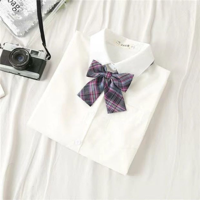 JMPRS White Women School Shirts Fashion JK Preppy Style Spring Japan Long Sleeve Girls Shirt Harajuku Necktie Ladies Tops 2021