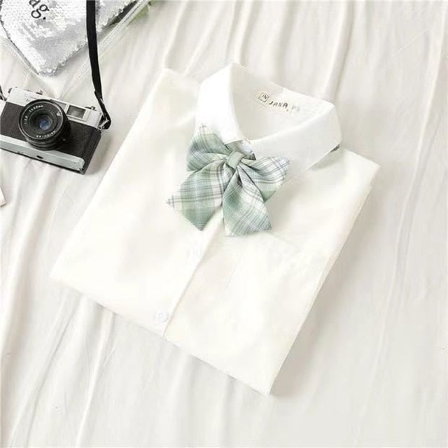 JMPRS White Women School Shirts Fashion JK Preppy Style Spring Japan Long Sleeve Girls Shirt Harajuku Necktie Ladies Tops 2021