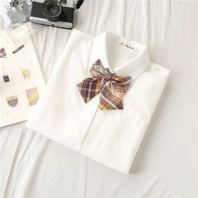 JMPRS White Women School Shirts Fashion JK Preppy Style Spring Japan Long Sleeve Girls Shirt Harajuku Necktie Ladies Tops 2021