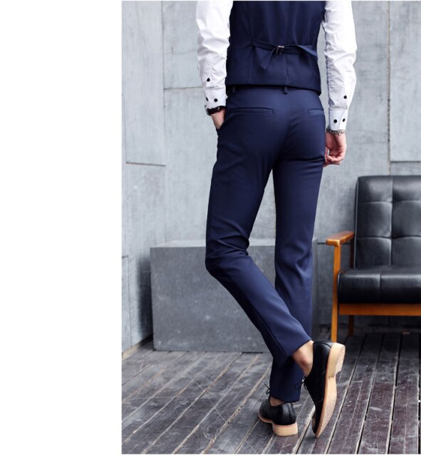 Classic Men Suits Slim Wedding Groom Wear Male Business Casual 3 Piece Suit Trousers Gentlemen Costume M-6XL(Blazer+Pants+Vest)