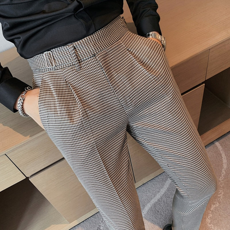 2021 Brand clothing British Style Dress Suit Pant Man Plaid Suit Pant Men Designer Gentlemen Business Casual Work Pant Trousers