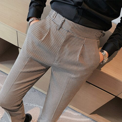 2021 Brand clothing British Style Dress Suit Pant Man Plaid Suit Pant Men Designer Gentlemen Business Casual Work Pant Trousers