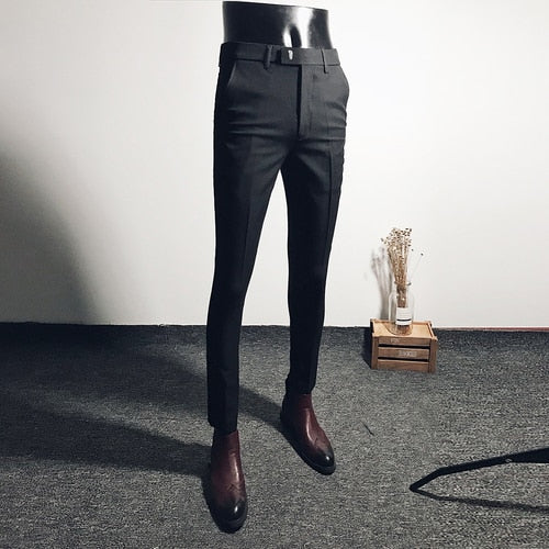 2021 New Slim Men's Pants Stretch Trousers Men Sunmmer High Quality Classic Solid Color Business Casual Wear Formal Suit Pants