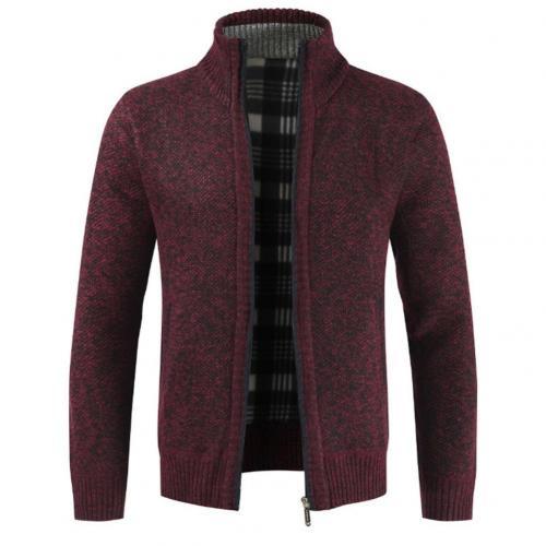 2021 Casual Men Autumn Zip Thick Knitted Sweater Pockets Warm Slim Cardigan Coat мужская куртка