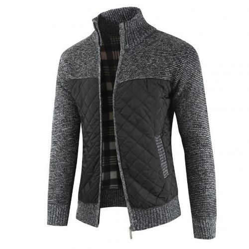 2021 Casual Men Autumn Zip Thick Knitted Sweater Pockets Warm Slim Cardigan Coat мужская куртка