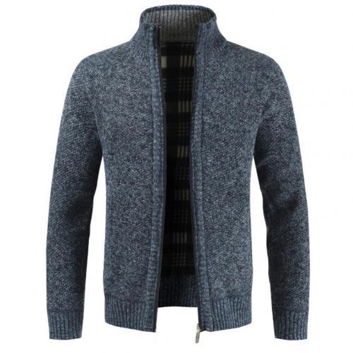 2021 Casual Men Autumn Zip Thick Knitted Sweater Pockets Warm Slim Cardigan Coat мужская куртка