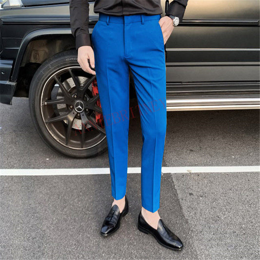 2021 Fashion Men White Suit Pants Custom Oversize Men Slim Fit Trousers Prom Dress Royal Blue Men's Pants