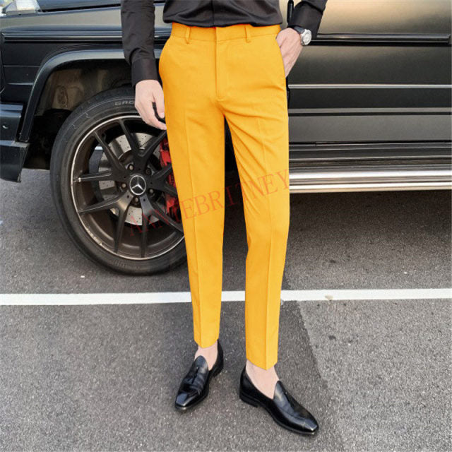 2021 Fashion Men White Suit Pants Custom Oversize Men Slim Fit Trousers Prom Dress Royal Blue Men's Pants