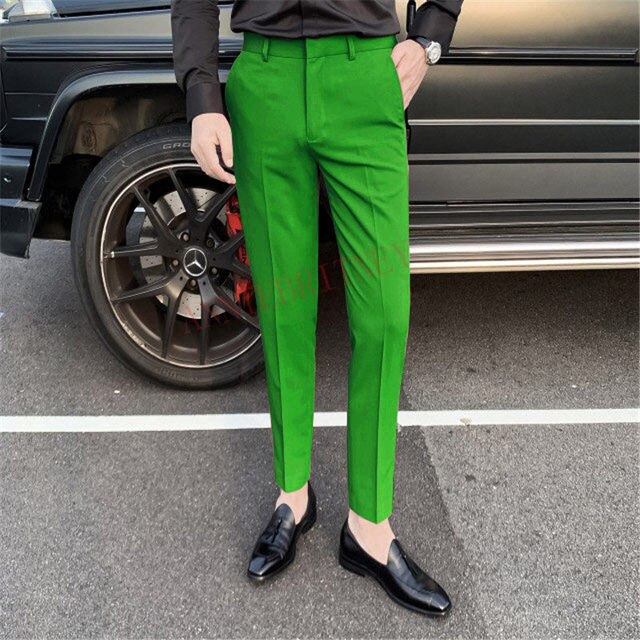 2021 Fashion Men White Suit Pants Custom Oversize Men Slim Fit Trousers Prom Dress Royal Blue Men's Pants