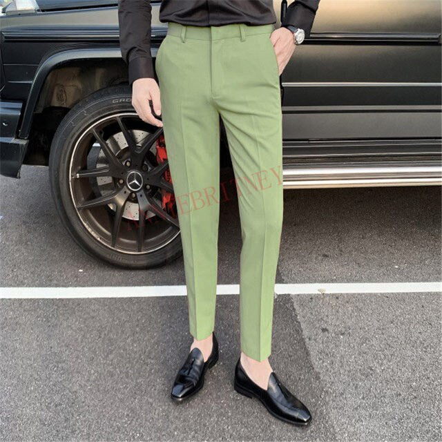 2021 Fashion Men White Suit Pants Custom Oversize Men Slim Fit Trousers Prom Dress Royal Blue Men's Pants