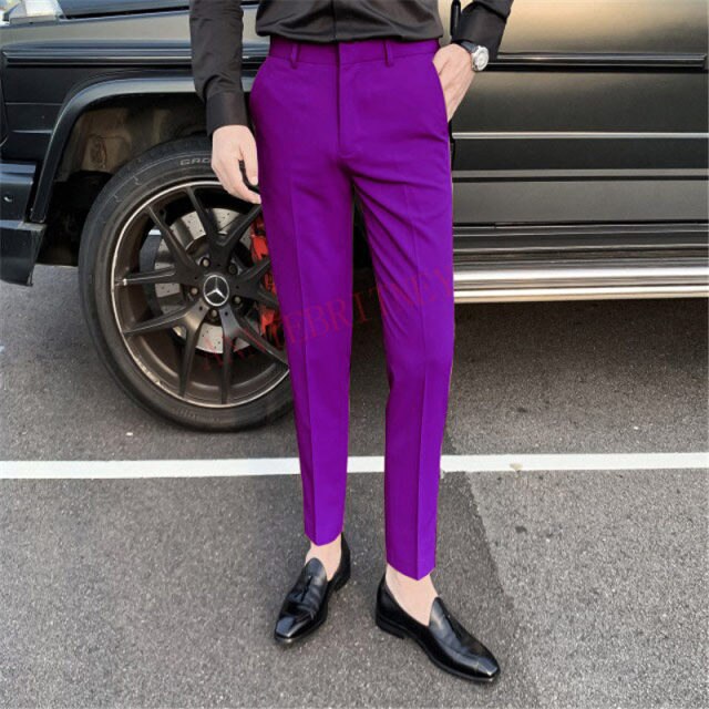 2021 Fashion Men White Suit Pants Custom Oversize Men Slim Fit Trousers Prom Dress Royal Blue Men's Pants