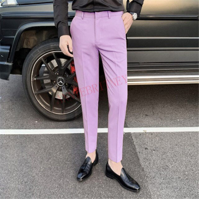 2021 Fashion Men White Suit Pants Custom Oversize Men Slim Fit Trousers Prom Dress Royal Blue Men's Pants