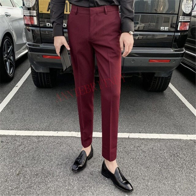 2021 Fashion Men White Suit Pants Custom Oversize Men Slim Fit Trousers Prom Dress Royal Blue Men's Pants